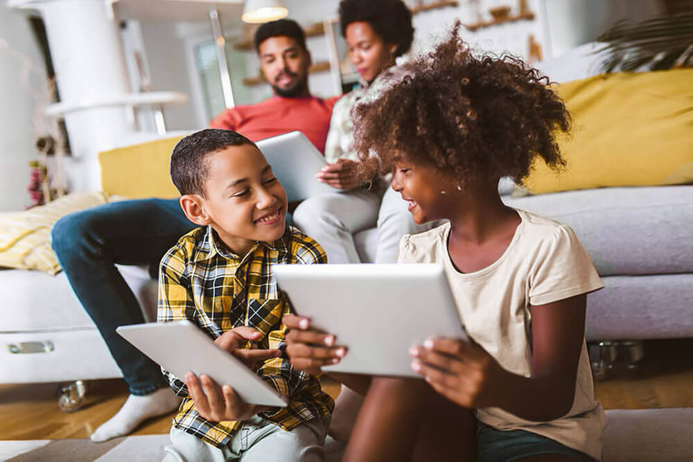 family learns about Black History Month